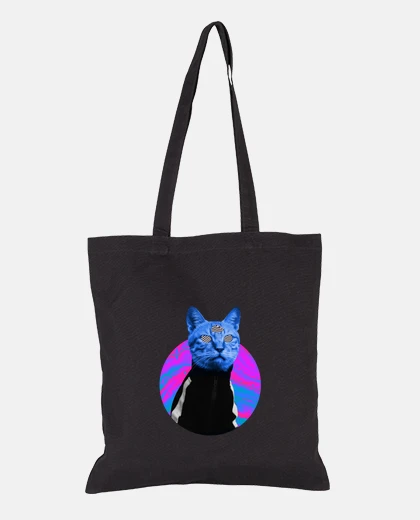 Bag Psychedelic Trippy Cat Abstract Collage
