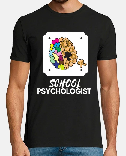 Tee-shirt psychologue scolaire avec cerveau à bor
