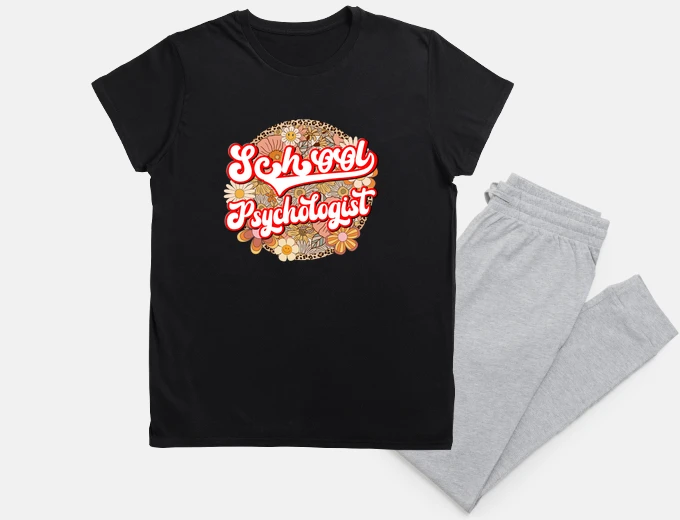 Pyjama psychologue scolaire design floral rétr
