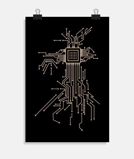 Poster puce électronique CPU geek PC à recentrer lors achat poster 