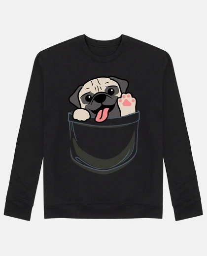 Hoodie pug dog in the pocket