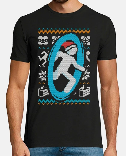 Tee-shirt Pull moche de Noël- portal bleu
