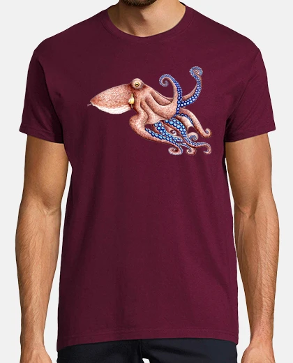 Camiseta Pulpo azul camiseta hombre