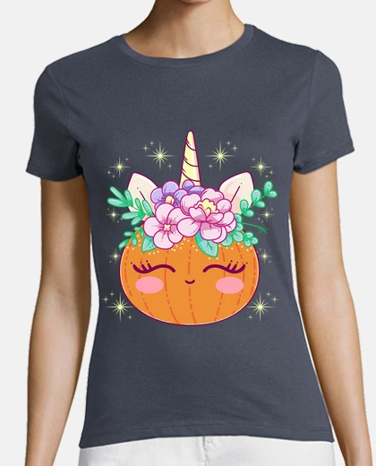 T-shirt pumpkin unicorn sweet flowers and stars halloween