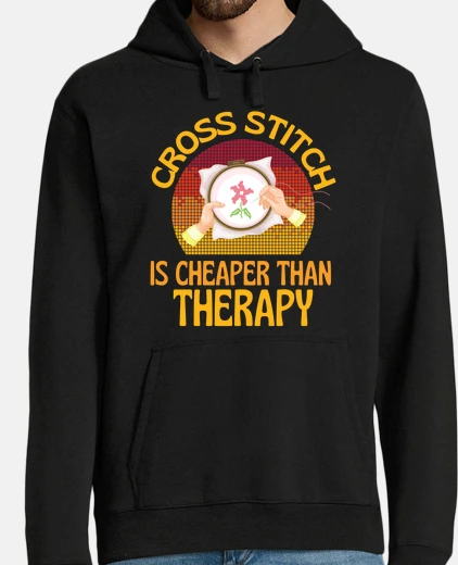 Sudadera punto de cruz es mi terapia tejiendo