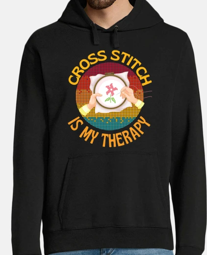 Sudadera punto de cruz es mi terapia tejiendo
