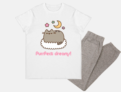 pusheen purrfect dreams pajamas, kawaii style pajamas for girls, original gift for girls