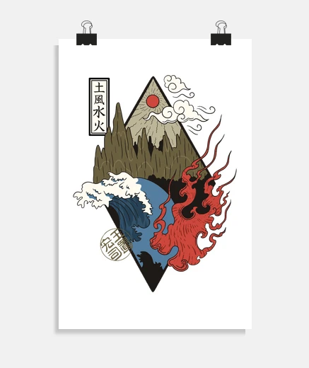 Poster quattro elementi giapponesi