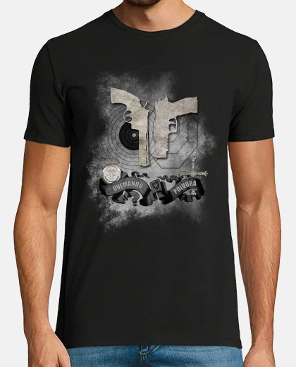 Camiseta Quemando pólvora · IPSC Hombre, manga corta, negra, calidad extra
