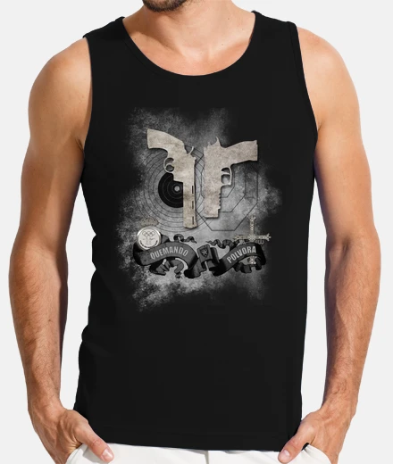 Camiseta Quemando pólvora · IPSC Hombre, sin mangas, negra
