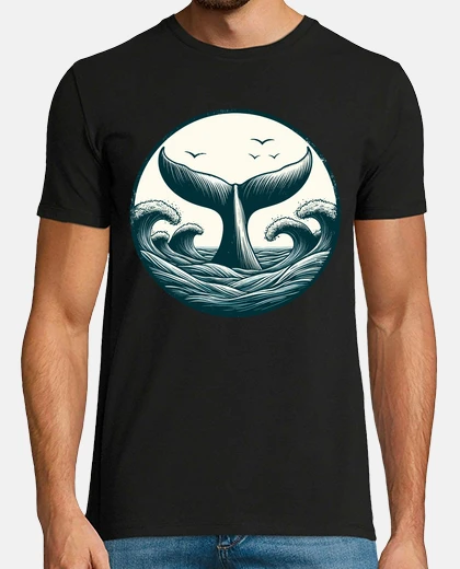 Tee-shirt queue de baleine dessinée à la main