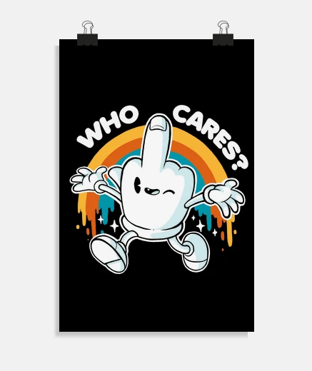 Poster qui s39en soucie - meme doigt arc-en-ci