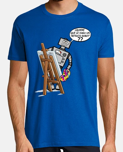 Camiseta Quiere un retrato robot azul añil