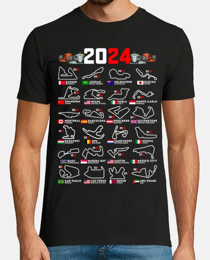 T-shirt racing circuits formula 1 2024 gift racing cars