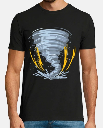 T-shirt raffica di tornado nel disegno di fumetti a turbinio