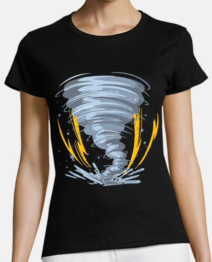 T-shirt raffica di tornado nel disegno di fumetti a turbinio