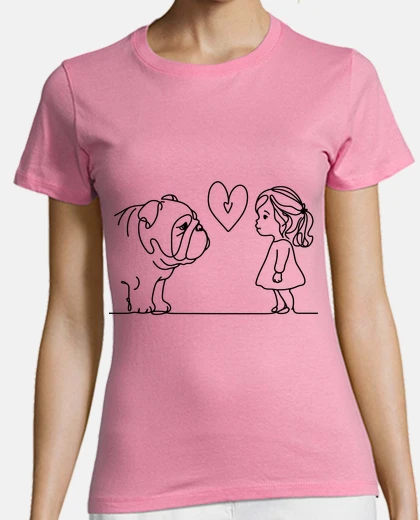 T-shirt ragazza amore t-shirt rosa del bulldog