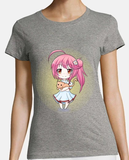 T-shirt ragazza carina con gatto