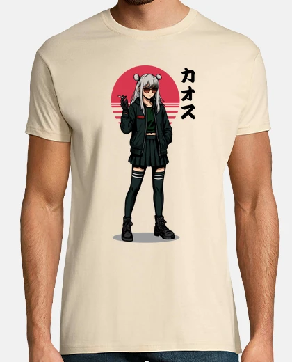 T-shirt ragazza ribelle cibernetica anime