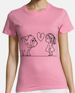ragazza amore t-shirt rosa del bulldog