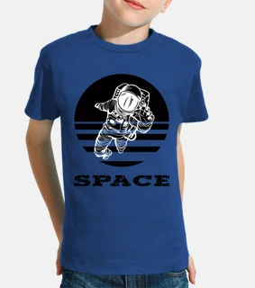 ragazzo, manica corta, blu reale, astronauta