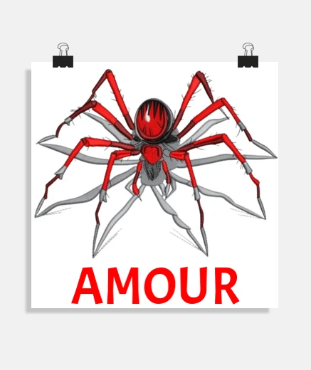 Poster ragno rosso sulla tasca con logo web per personalizzare il poster della boutique del supporto del ri