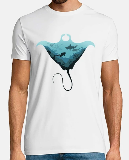 Tee-shirt raie manta et amateur de plongée sous-marine