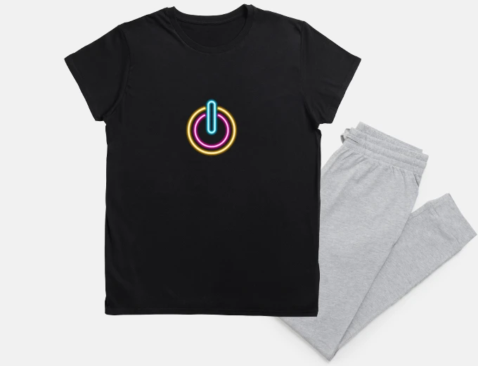 Pajama rainbow colors power button