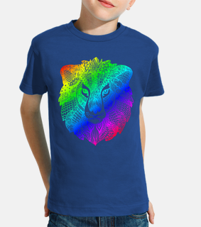 Rainbow Lion Zentangle camiseta niño