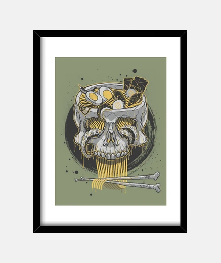 Framed ramen and bones