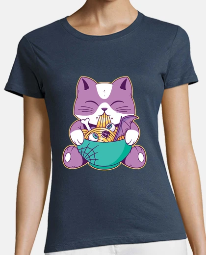 T-shirt ramen di gatti cinesi su gattini di animali umoristici di halloween