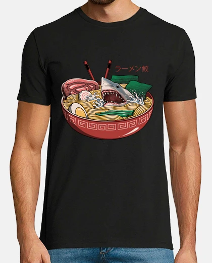 Camiseta ramen tiburón camisa para hombre