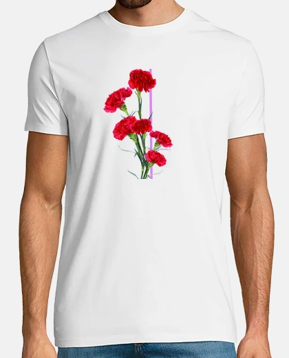 Camiseta Ramillete claveles rojos