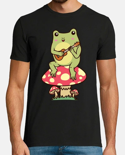 Camiseta rana en un reproductor de ukelele de ho
