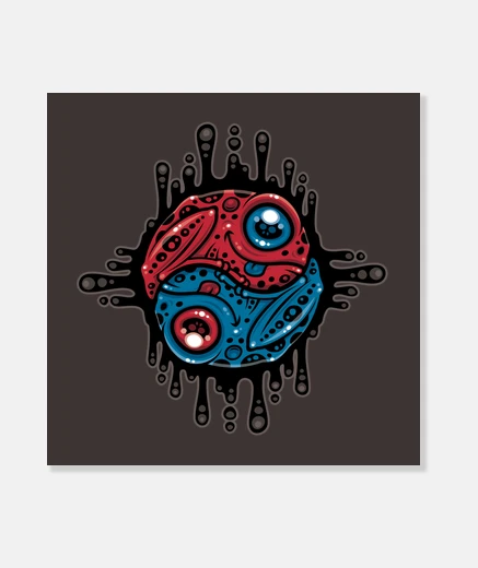 Stampa rana freccia velenosa rossa e blu yin yang