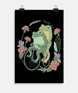 ranas que andan en bicicleta, afiche de colección retro vintage para decoración,