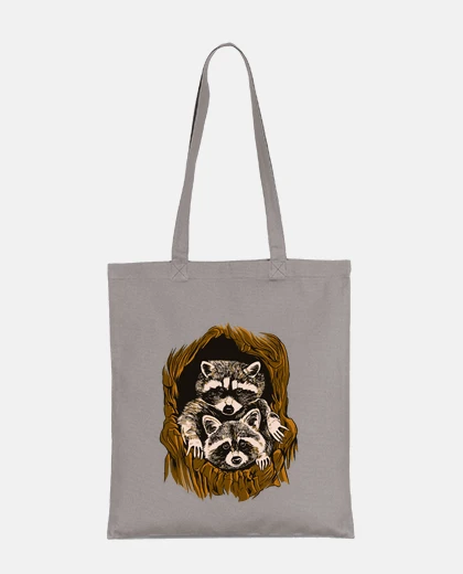 Sac ratons laveurs sortant d un tronc d arbre, sac fourre - tout 