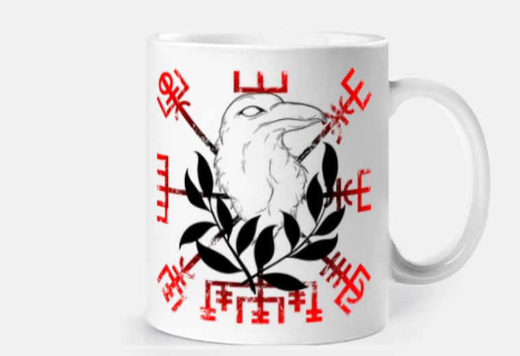 Taza raven linework antecedentes laurel y ve
