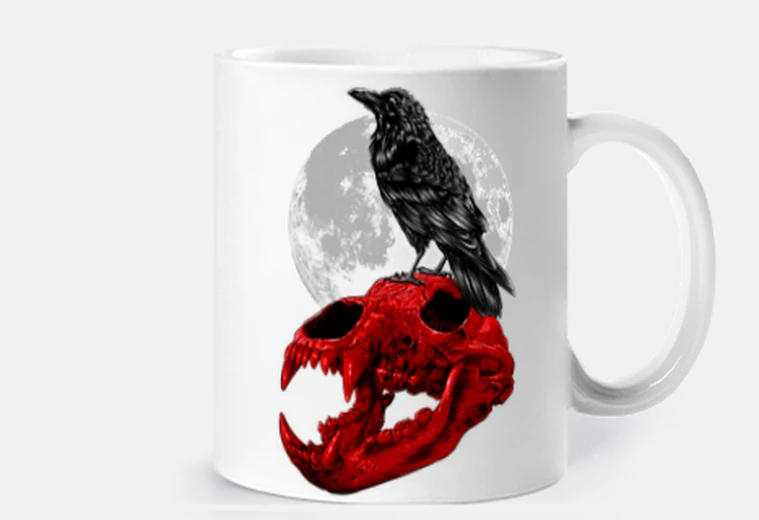 Cup raven skull