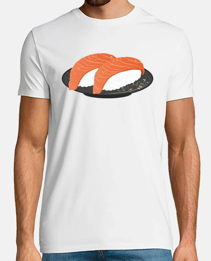 T-shirt raw sushi di salmone