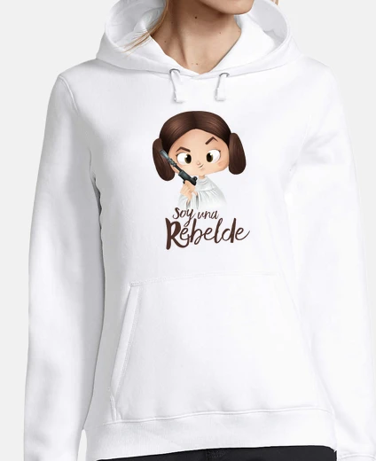 Hoodie rebel-woman, hooded sweater, white