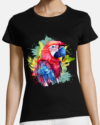 Playera red and blue parrot