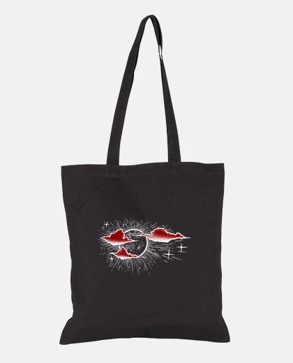 Bag red and white clouds line art dotwork t