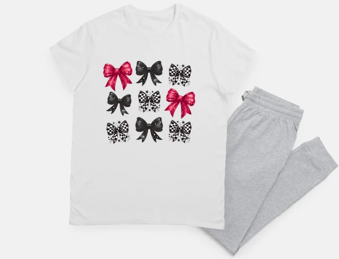 Pyjama Red bows and black bows coquette pyjama white