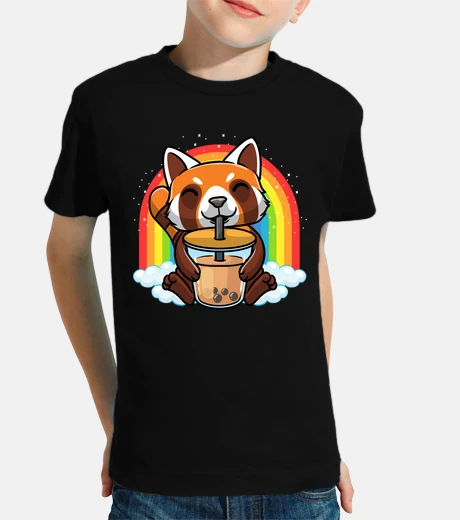 Children's red panda anime boba bubble tea kids