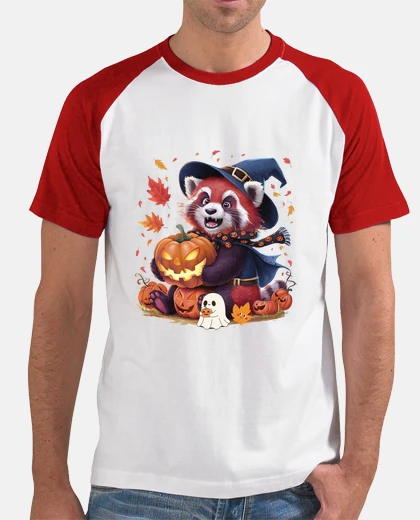 T-shirt Red Panda Mom Kids Men Fall Halloween Men Double Color T-shirt