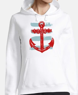 red drawing anchor and blue stripes