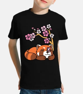 red panda sleeping kawaii cherry blosso