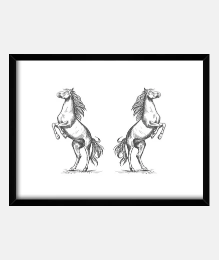 Quadro redazione cavalli impennati fino pony t