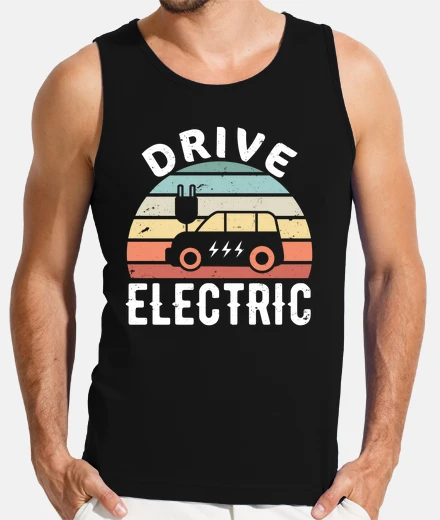 T-shirt regalo di auto elettrica retro sunset e